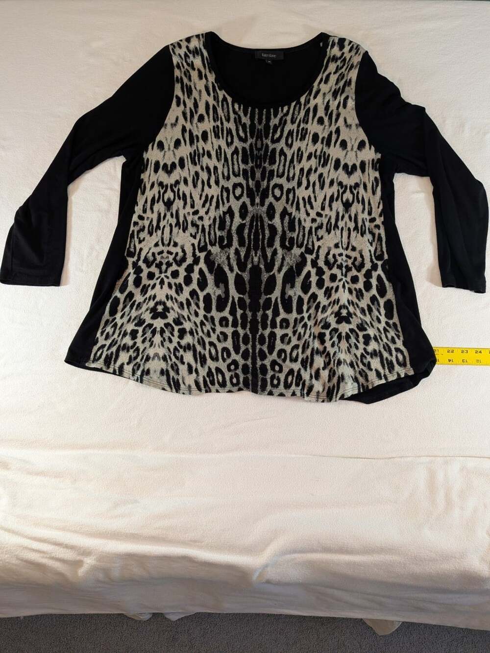 Karen Kane Leopard Print Contrast 3/4 Sleeve Blouse Tunic 2X